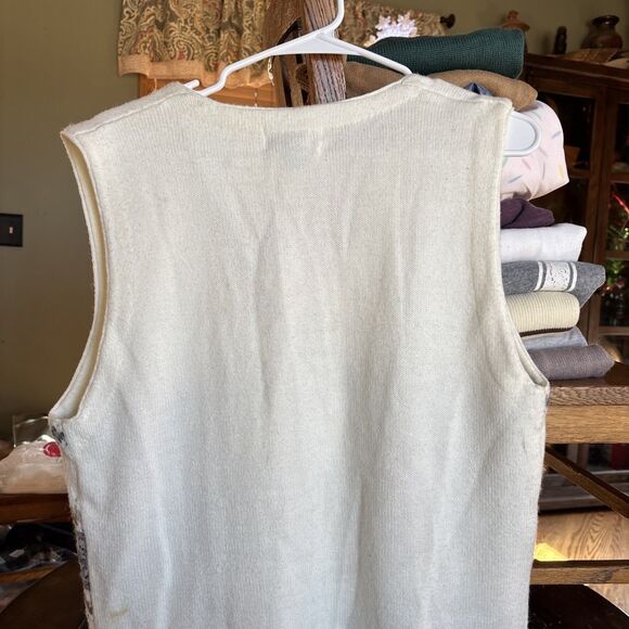 Alfred Dunner Vest Womens Medium Sweater Vest Zipper Ivory Embroidery - Picture 7 of 7